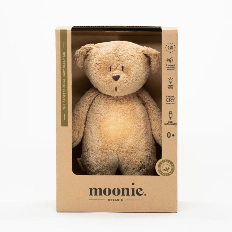 Moonie - Peluche veilleuse musicale et lumineuse nature bio ourson
