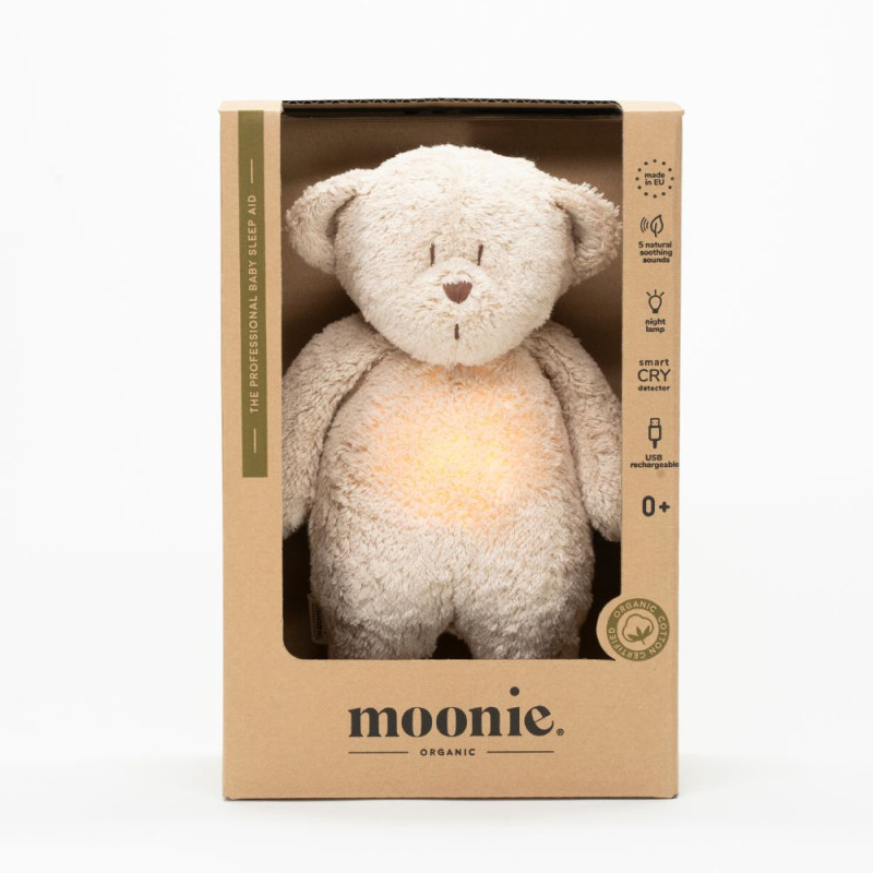 Moonie - Peluche con luz y música natural orgánica, osito