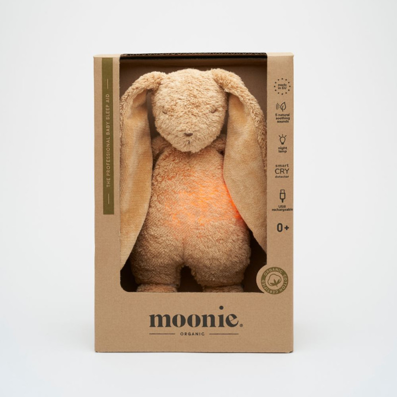 Moonie - Peluche con luz y música natural orgánica conejo