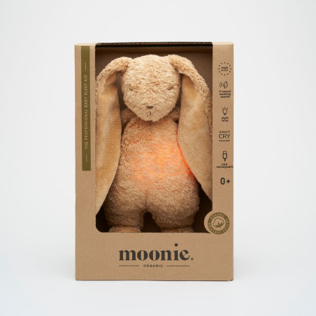 Moonie - Peluche veilleuse musicale et lumineuse nature bio lapin