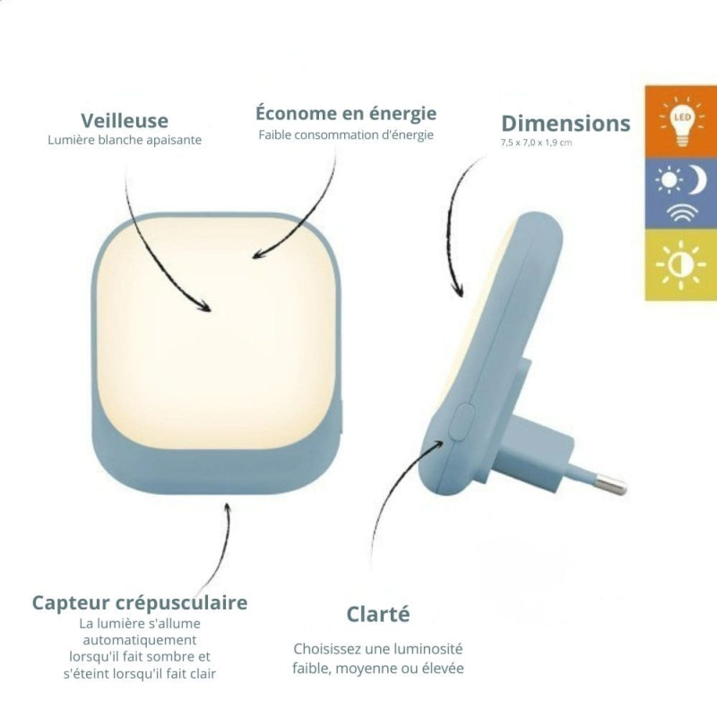 Veilleuse automatique avec capteur - blanc