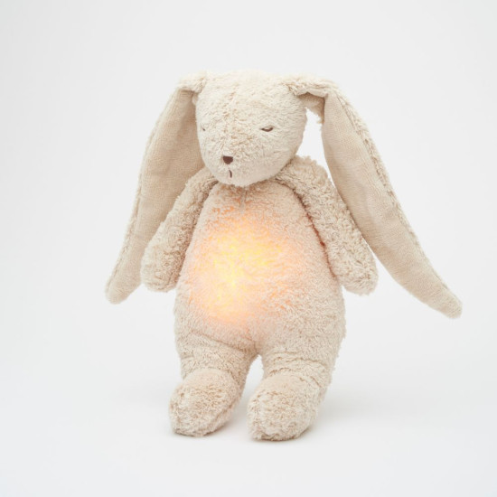 Moonie - Peluche veilleuse musicale et lumineuse nature bio lapin Sable (Nanny Care) - Image 1