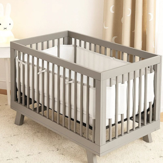 Tour de lit respirant 4 côtés Uni blanc (Nanny Care) - Image 1