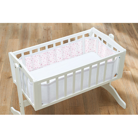 Tour de lit respirant berceau - Nuages roses