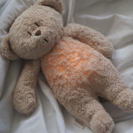 Moonie - Peluche veilleuse musicale et lumineuse nature bio ourson
