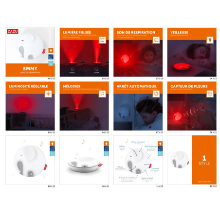 Emmy l’éléphant - Veilleuse respiratoire avec sons apaisants