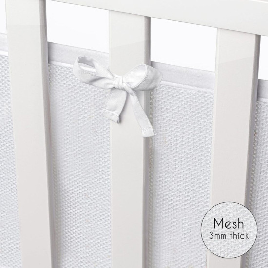 Tour de lit respirant 4 côtés Uni blanc (Nanny Care) - Image 6