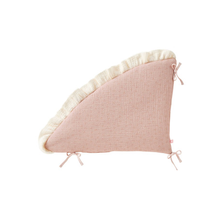 Tour de lit / protège barreaux gaze de coton rose à volants
