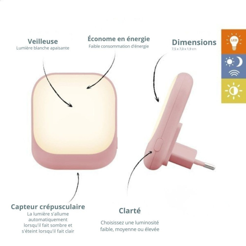 Veilleuse prise bébé automatique – lumière douce
