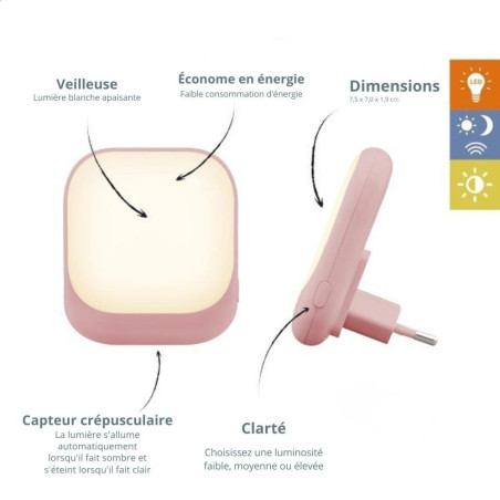Veilleuse prise bébé automatique – lumière douce