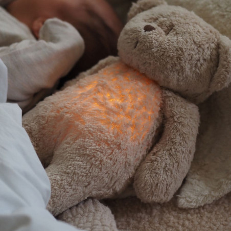 Moonie - Peluche con luz y música natural orgánica, osito