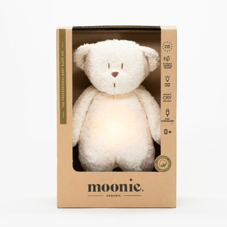 Moonie - Peluche con luz y música natural orgánica, osito