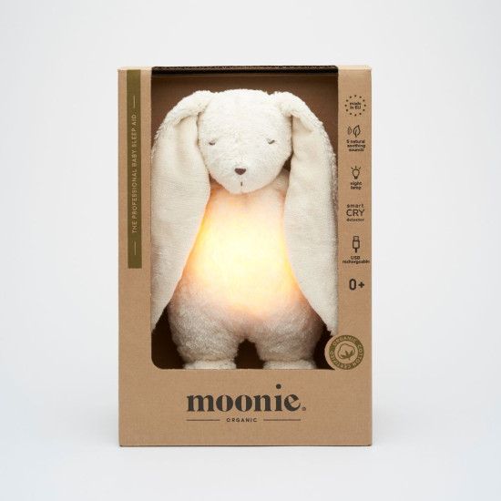Moonie - Peluche veilleuse musicale et lumineuse nature bio lapin Blanc polaire (Nanny Care) - Image 3
