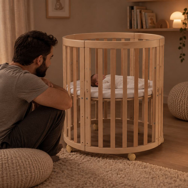 Lit bébé évolutif 7 en 1 Ovale - Agate - NATUREL