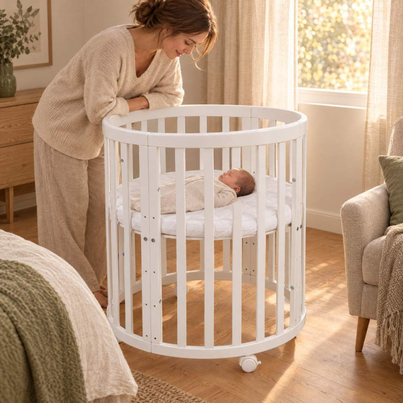 Lit bébé évolutif 7 en 1 Ovale - Agate - NATUREL