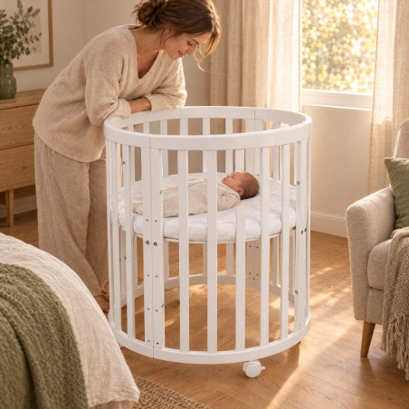 Lit bébé évolutif 7 en 1 Ovale - Agate - NATUREL