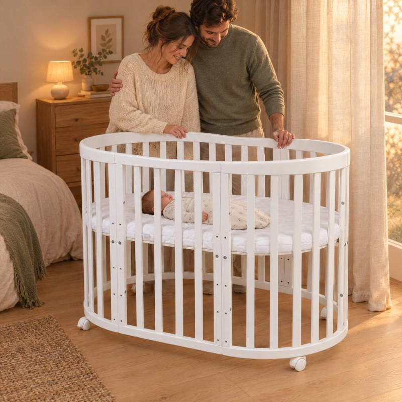 Lit bébé évolutif 7 en 1 Ovale - Agate - NATUREL