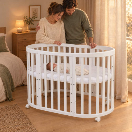Lit bébé évolutif 7 en 1 Ovale - Agate - NATUREL