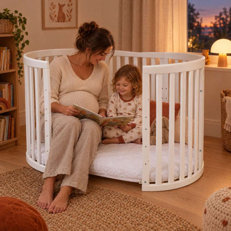 Lit bébé évolutif 7 en 1 Ovale - Agate - NATUREL