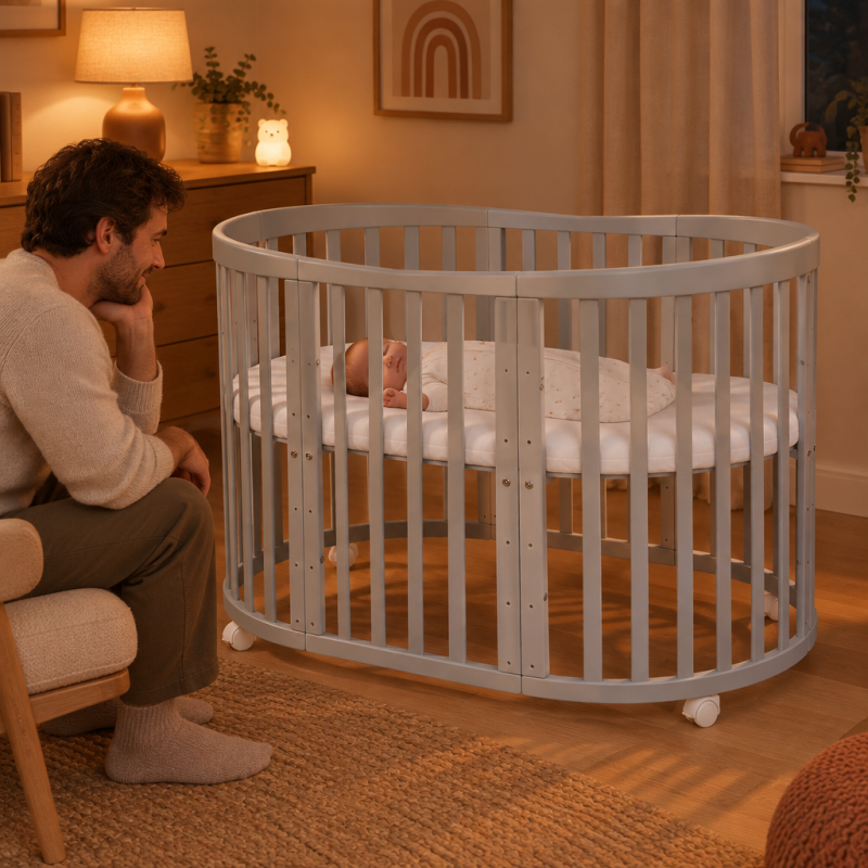 Lit bébé évolutif 7 en 1 Ovale - Agate - NATUREL