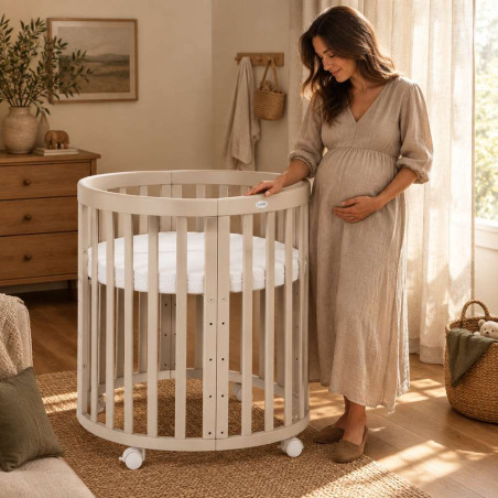 Lit bébé évolutif 7 en 1 Ovale - Agate - NATUREL