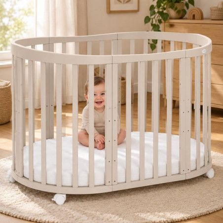 Lit bébé évolutif 7 en 1 Ovale - Agate - NATUREL