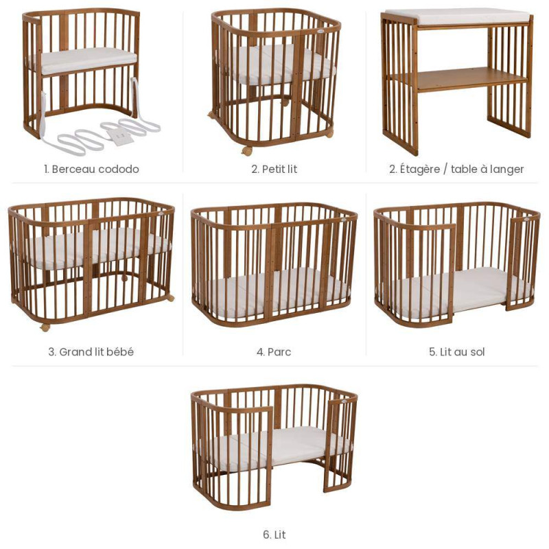 Cuna evolutiva 7 en 1 W2 Waldin - Charlie - NATURAL