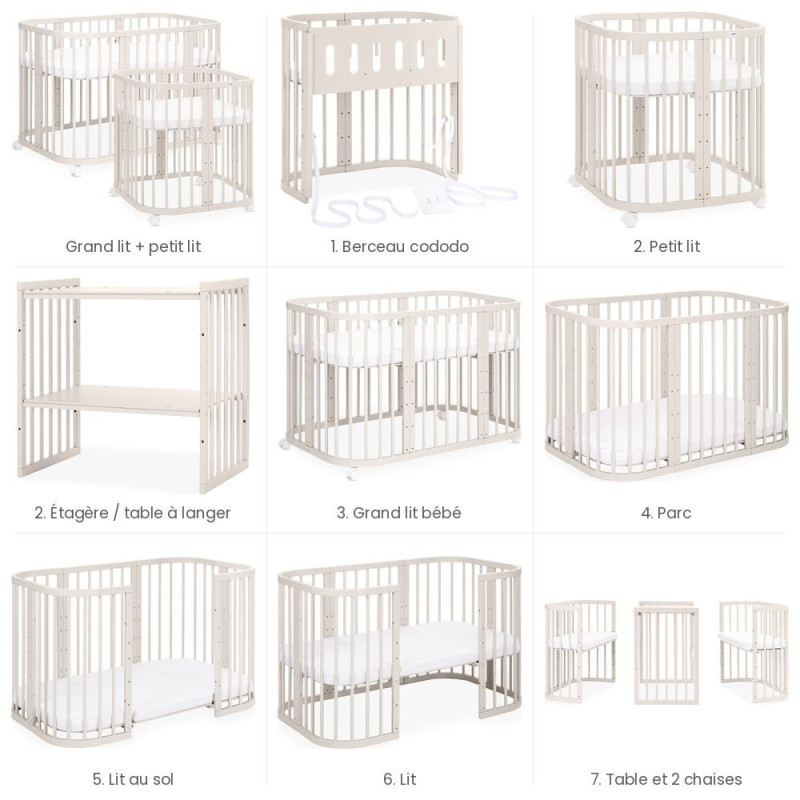 Cuna evolutiva 7 en 1 W2 Waldin - Charlie - NATURAL