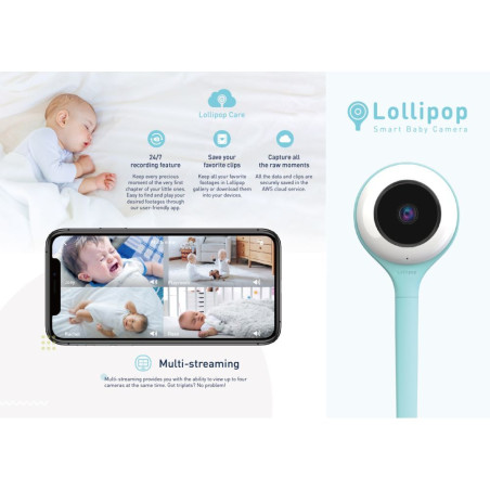 Lollipop camera, babyphone video wifi - Bleu